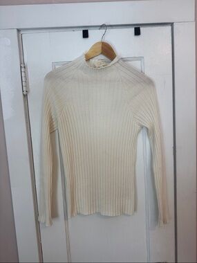 Sézane Charly Jumper Cream Ribbed Mock Neck Sweater NWOT